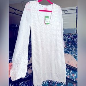 Lilly Pulitzer Athena Sweater Dress SZ Large Resort White